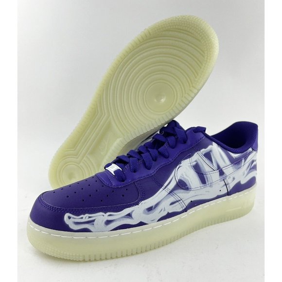 Nike Air Force 1 Purple Skeleton Mens Size 11 Sneakers Halloween 2022 CU8067-500 - Picture 2 of 11